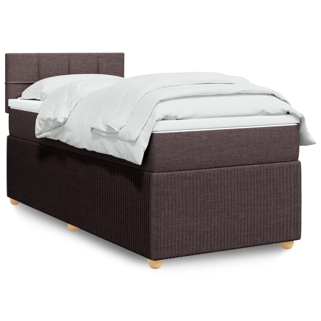 vidaXL Boxspringbett mit Matratze Dunkelbraun 80x200 cm Stoff