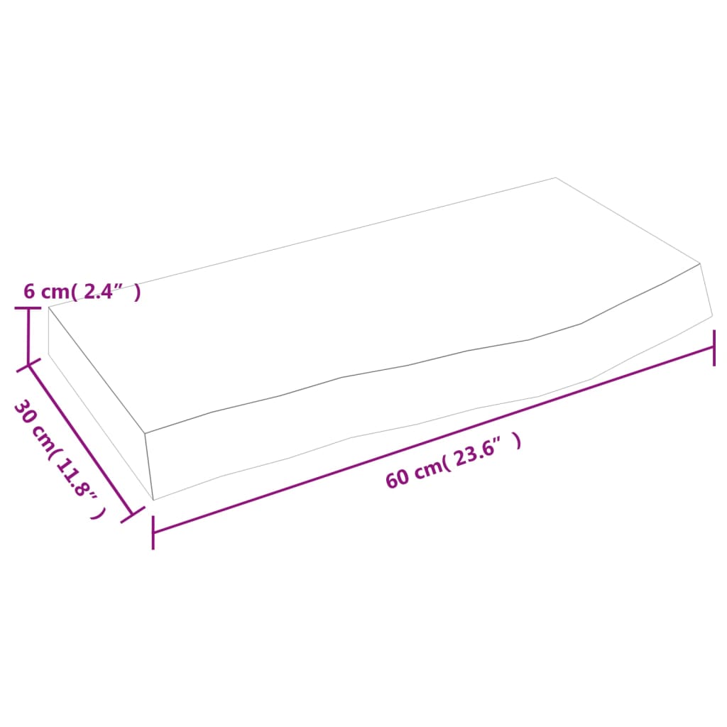 vidaXL Waschtischplatte Dunkelbraun 60x30x(2-6)cm Massivholz Behandelt