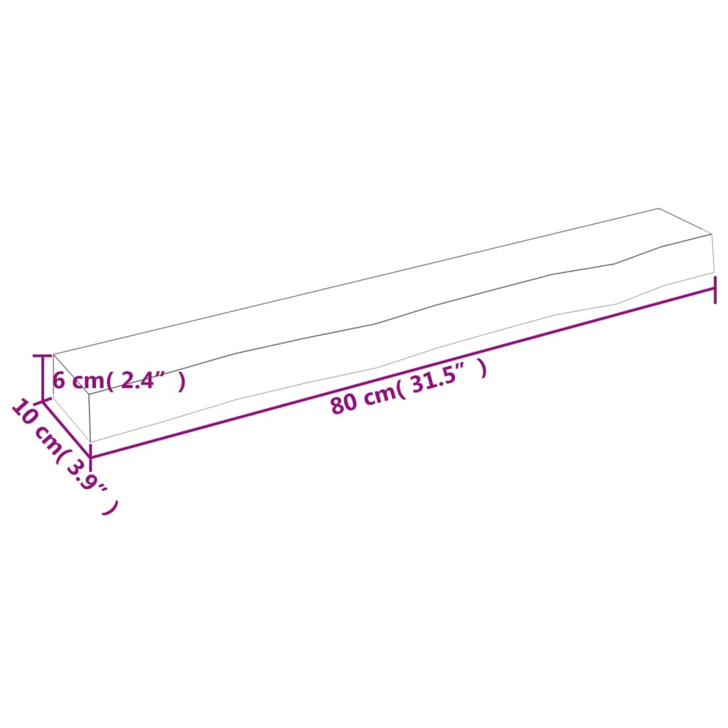 vidaXL Wandregal Dunkelbraun 80x10x6 cm Massivholz Eiche Behandelt