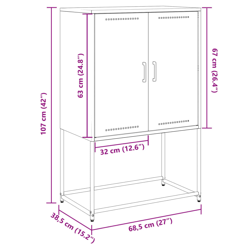 vidaXL TV-Schrank Olivgrün 68x39x60,5 cm Stahl