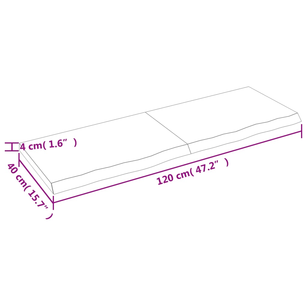 vidaXL Tischplatte Dunkelbraun 120x40x(2-4)cm Massivholz Eiche