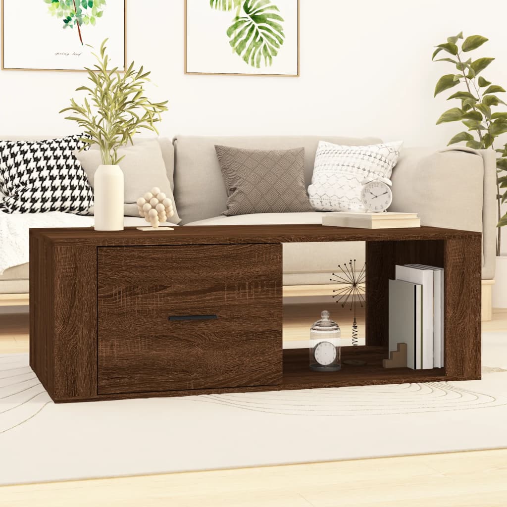 vidaXL Couchtisch Braun Eichen-Optik 100x50,5x35 cm Holzwerkstoff