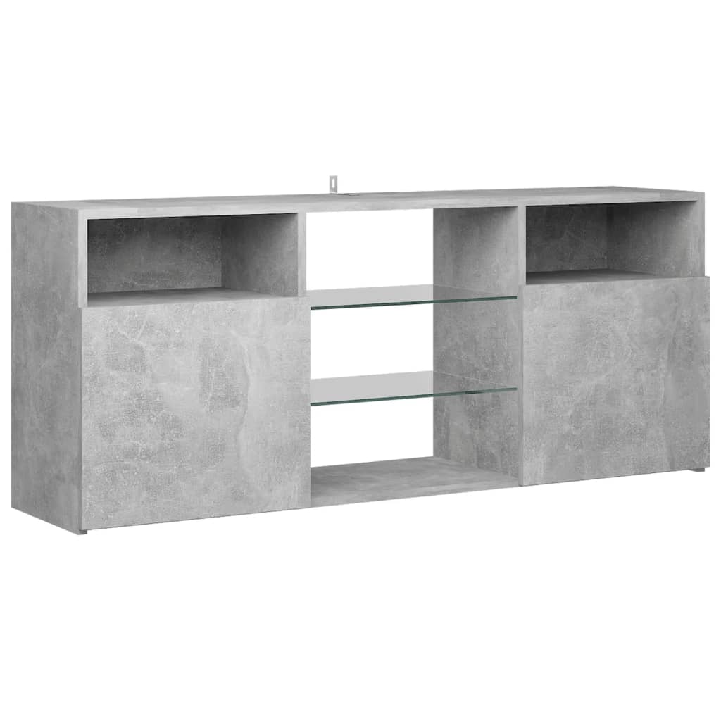 vidaXL TV-Schrank mit LED-Leuchten Betongrau 120x30x50 cm