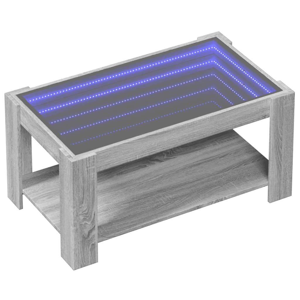 vidaXL LED-Couchtisch Grau Sonoma 93x53x45 cm Holzwerkstoff