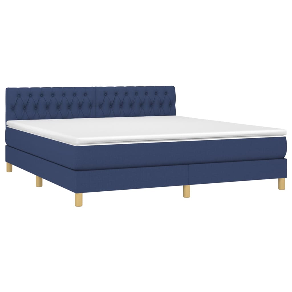 vidaXL Boxspringbett mit Matratze & LED Blau 180x200 cm Stoff