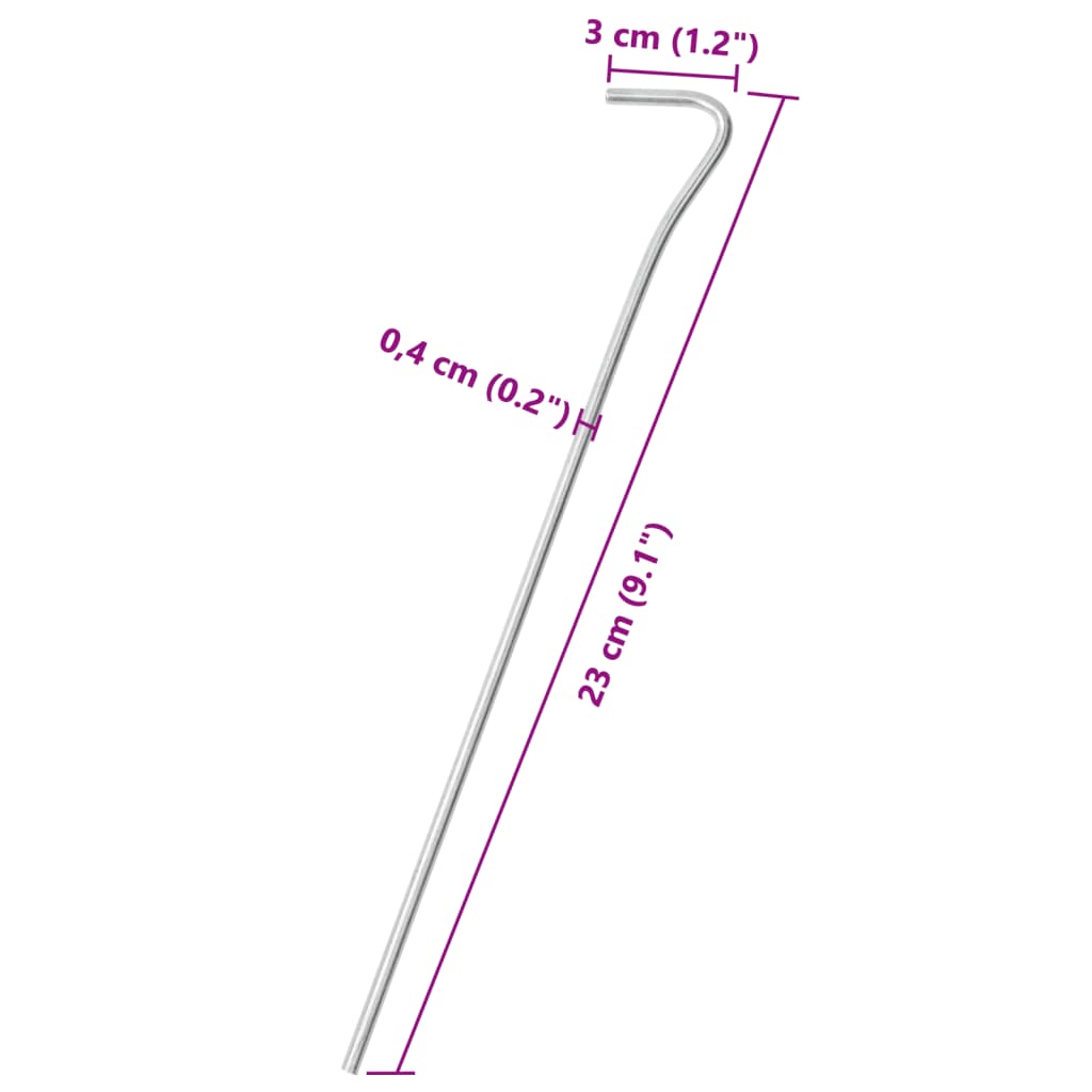 vidaXL Zeltheringe 25 Stk. 23 cm Ø4 mm Verzinkter Stahl