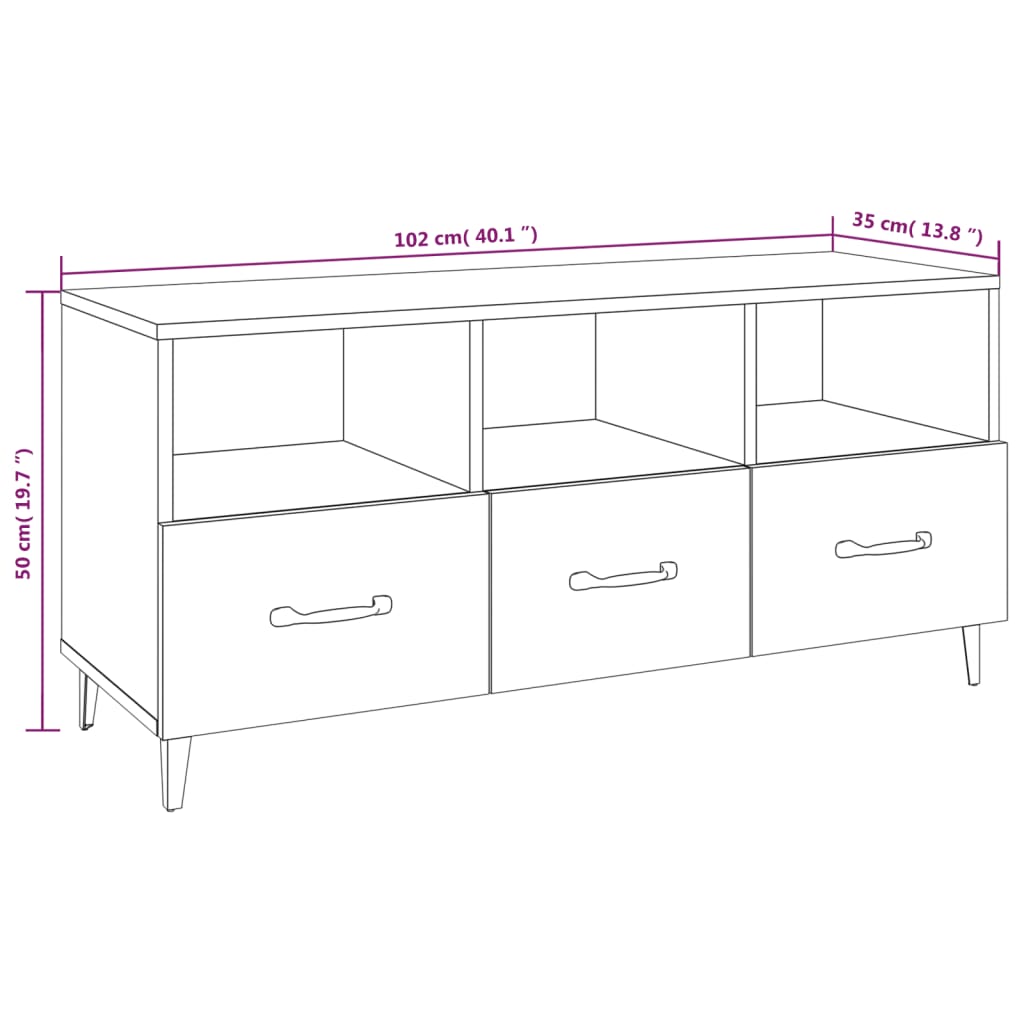 vidaXL TV-Schrank Grau Sonoma 102x35x50 cm Holzwerkstoff