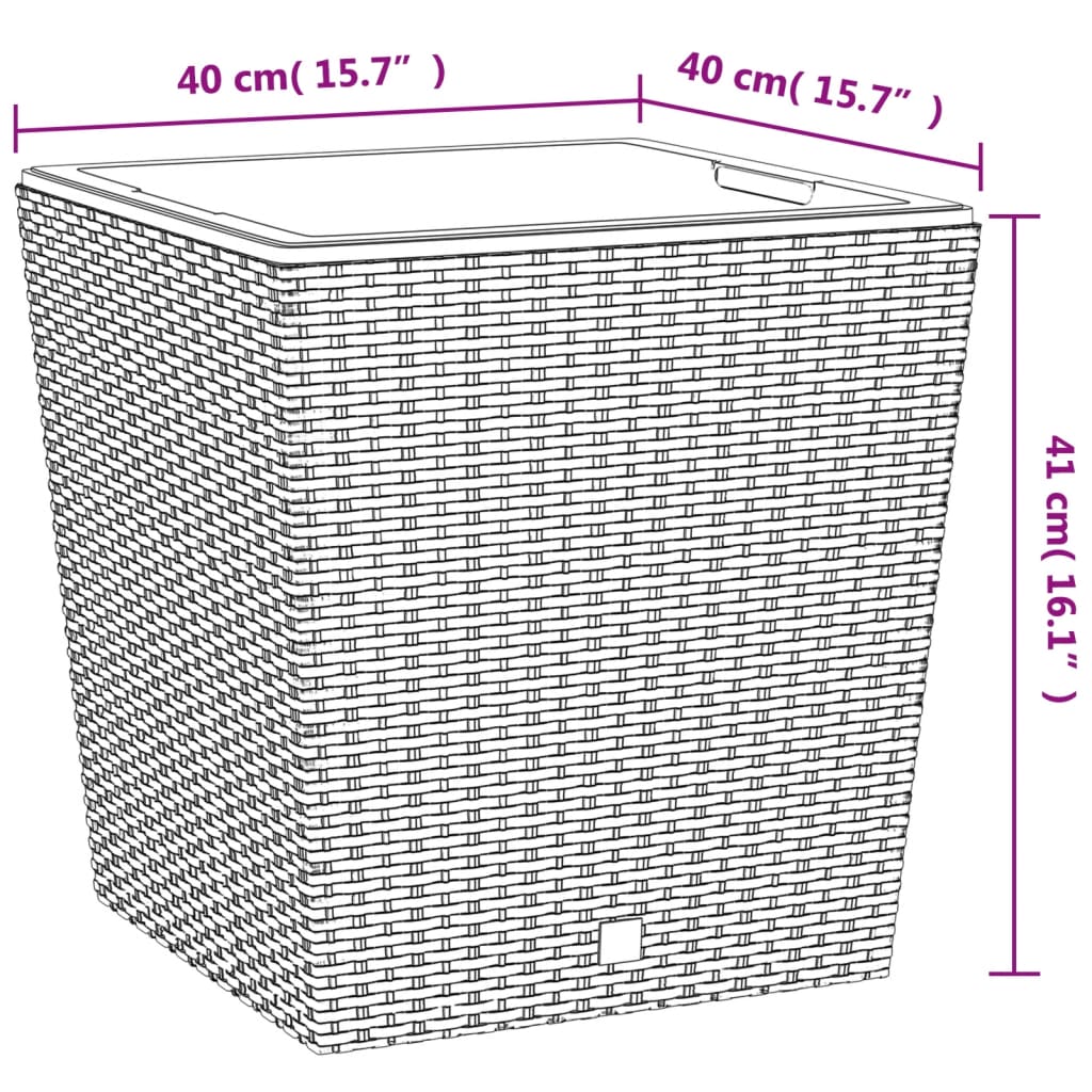 vidaXL Pflanzkübel mit herausnehmbaren Einsatz Braun 37/64 L PP-Rattan