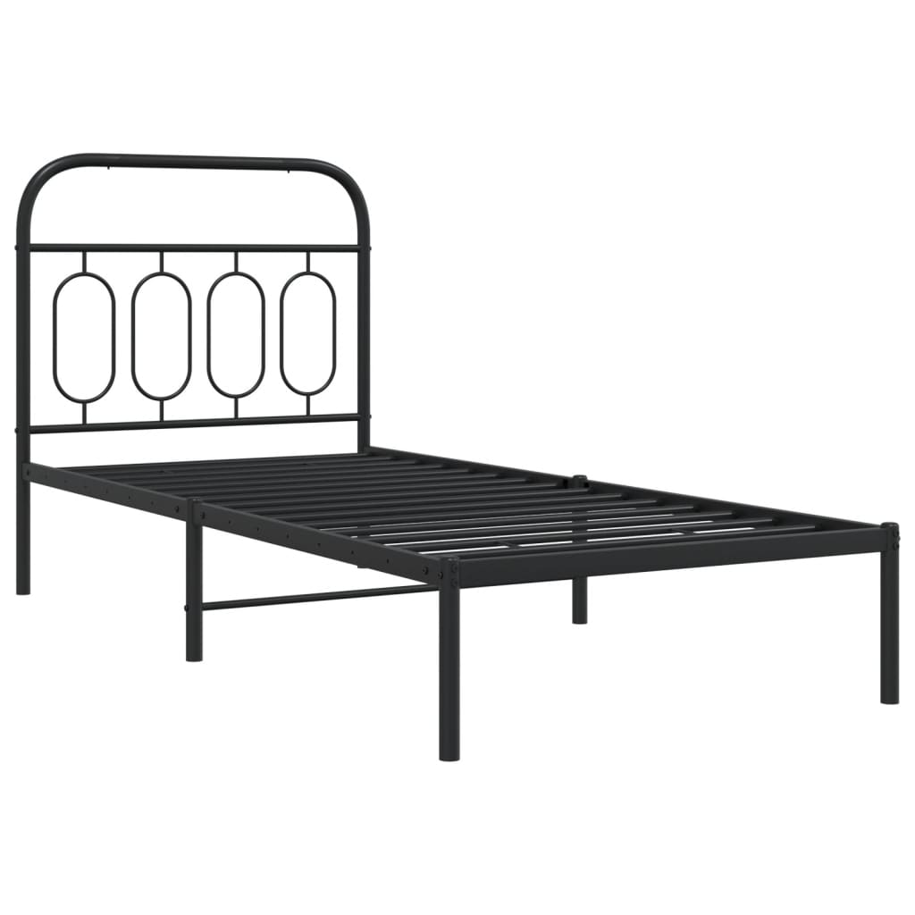 vidaXL Bettgestell mit Kopfteil Metall Schwarz 90x190 cm