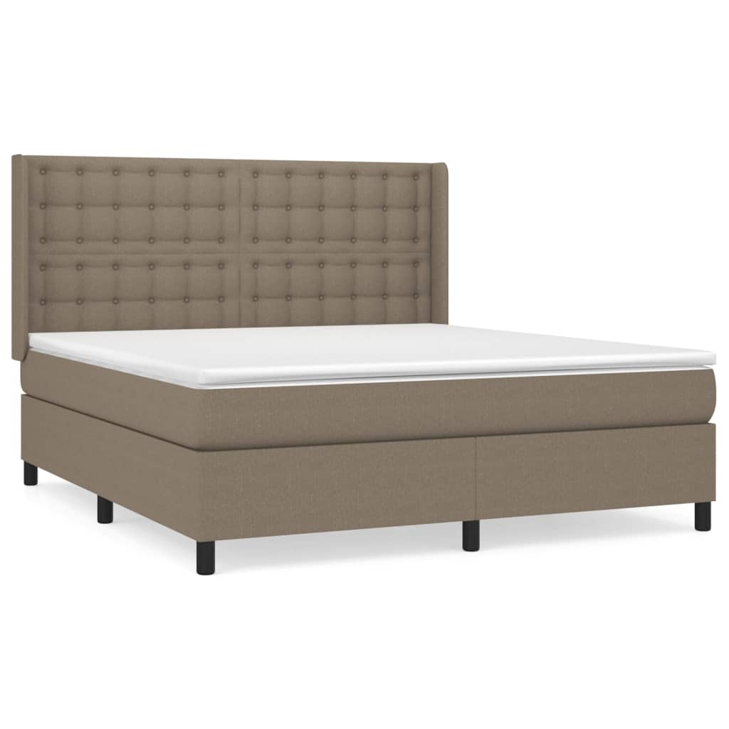 vidaXL Boxspringbett mit Matratze Taupe 160x200 cm Stoff