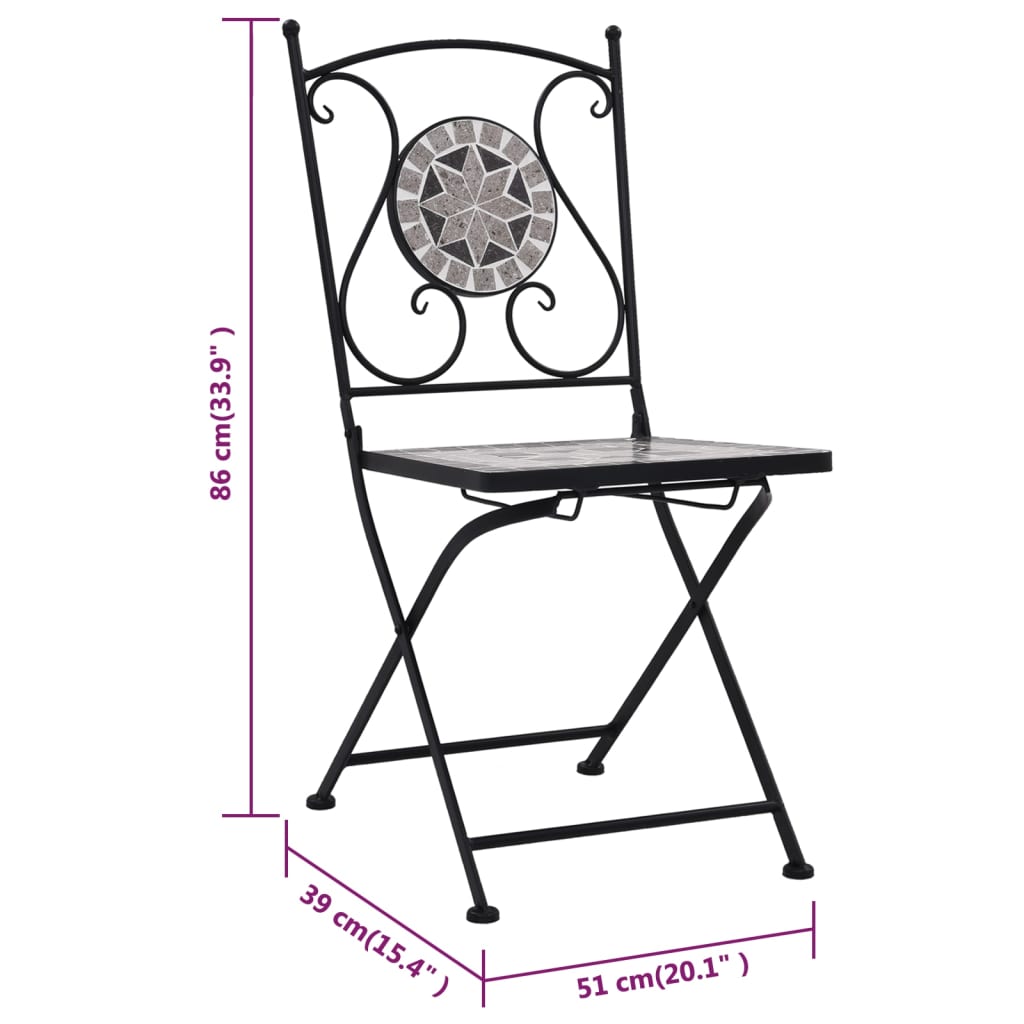 vidaXL 3-tlg. Bistro-Set Mosaik Keramik Grau