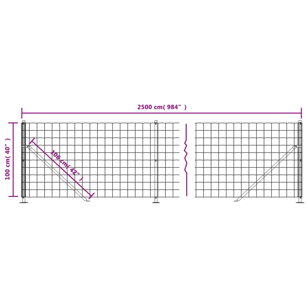 vidaXL Maschendrahtzaun mit Bodenflansch Grün 1x25 m