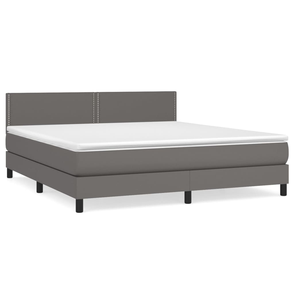 vidaXL Boxspringbett mit Matratze Grau 180x200 cm Kunstleder