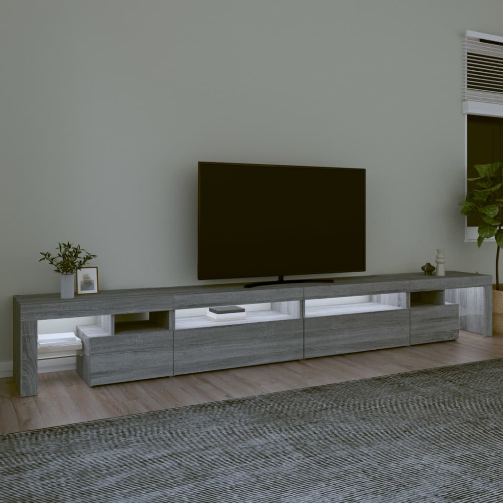 vidaXL TV-Schrank mit LED-Leuchten Grau Sonoma 290x36,5x40 cm