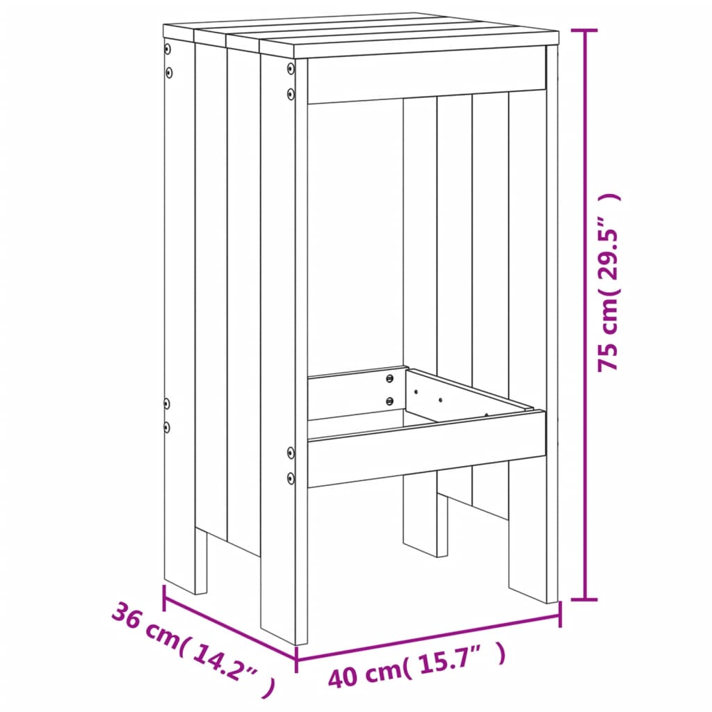 vidaXL Barhocker 2 Stk. Honigbraun 40x36x75 cm Massivholz Kiefer