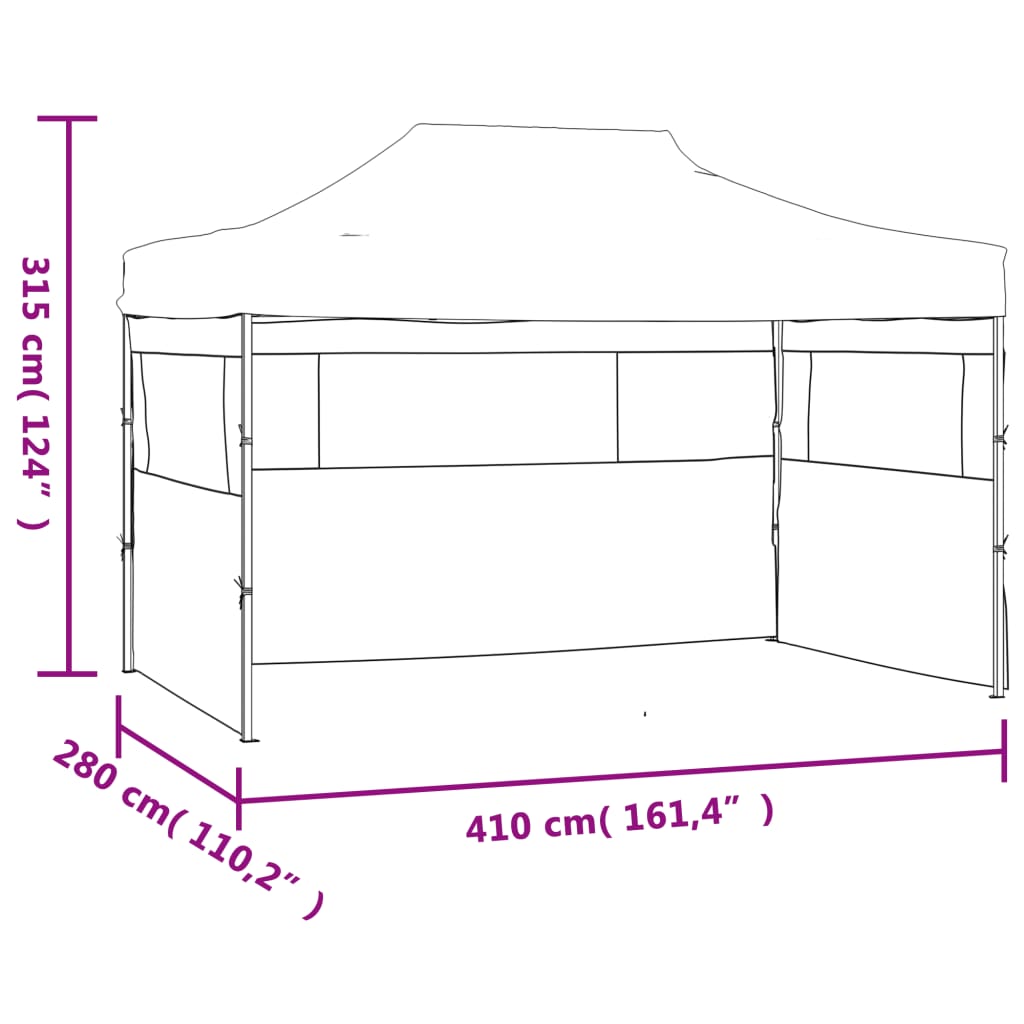 vidaXL Profi-Partyzelt Faltbar mit 3 Seitenwänden 3×4m Stahl Anthrazit