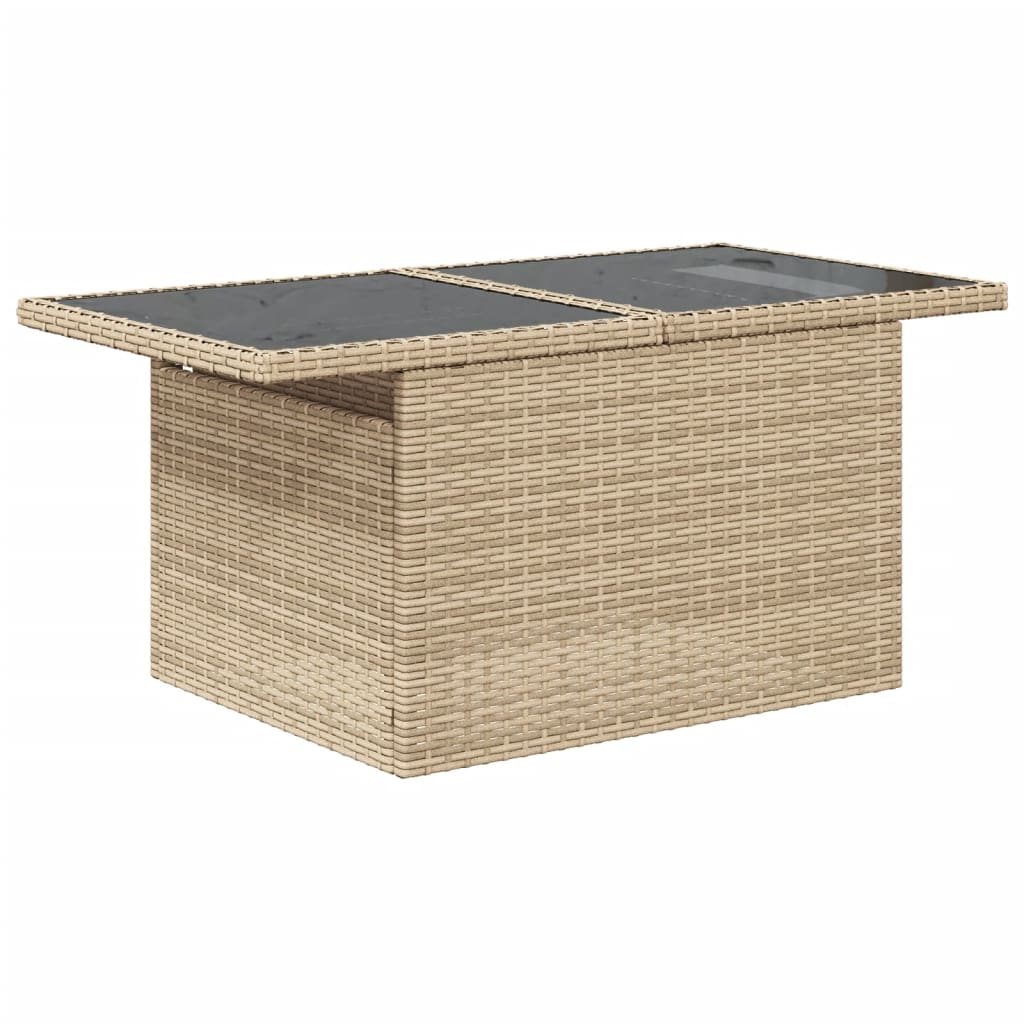 vidaXL 10-tlg. Garten-Sofagarnitur mit Kissen Beige Poly Rattan