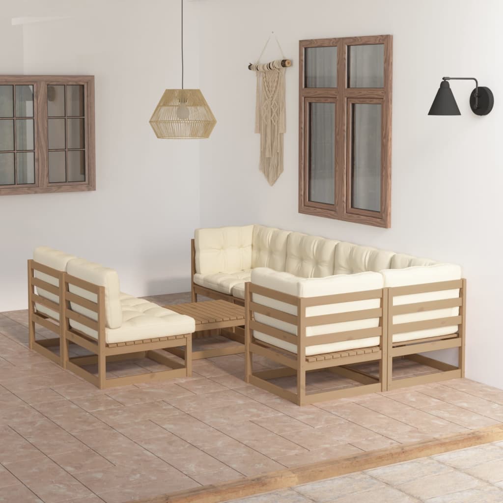 vidaXL 8-tlg. Garten-Lounge-Set mit Kissen Massivholz Kiefer