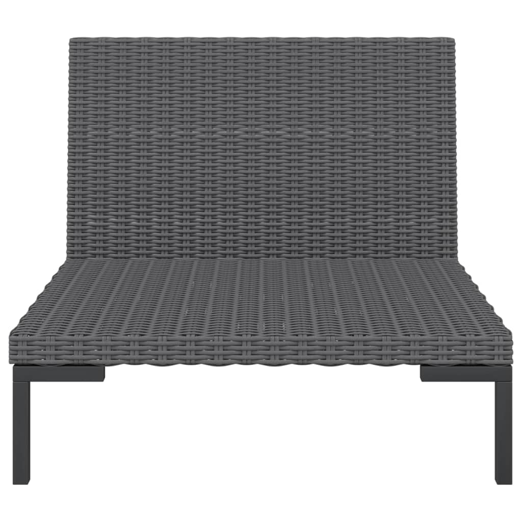 vidaXL Gartensofas 2 Stk. mit Kissen Halbrundes Poly Rattan