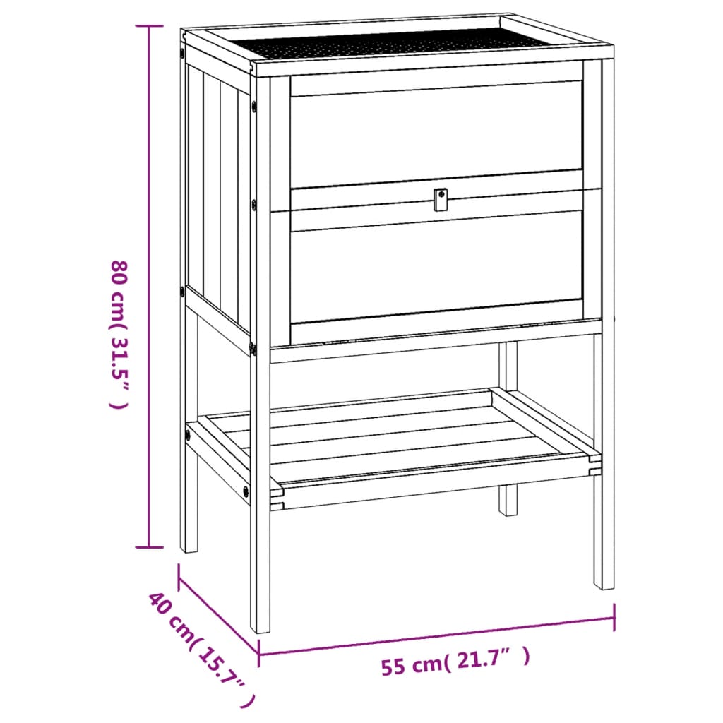 vidaXL Hamsterkäfig 55x40x80 cm Massivholz Tanne