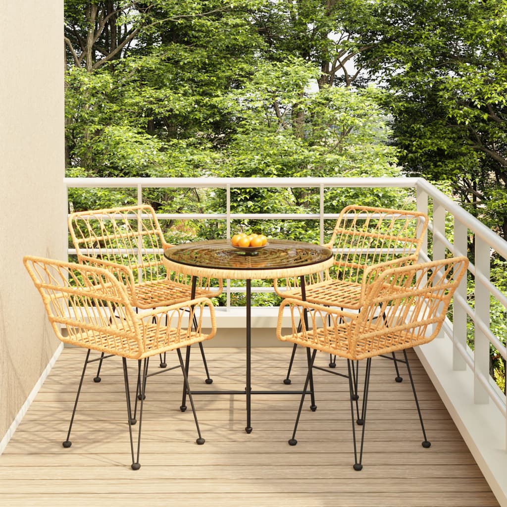 vidaXL 5-tlg. Garten-Essgruppe Poly Rattan