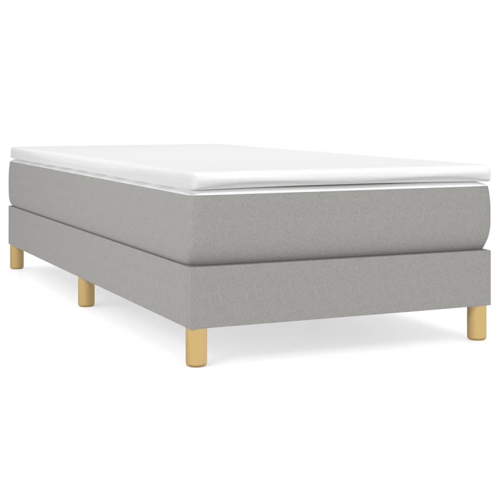 vidaXL Boxspringbett mit Matratze Hellgrau 90x200 cm Stoff