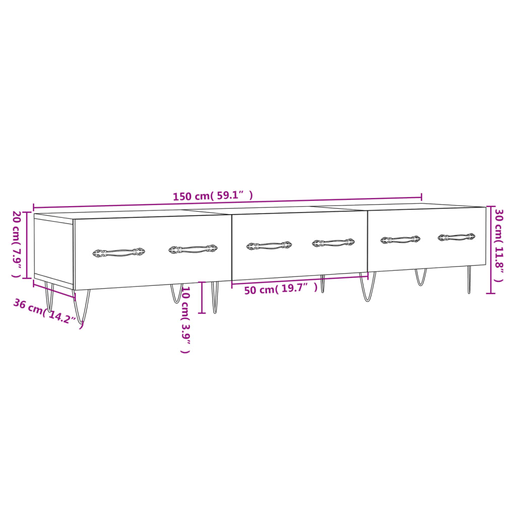 vidaXL TV-Schrank Weiß 150x36x30 cm Holzwerkstoff