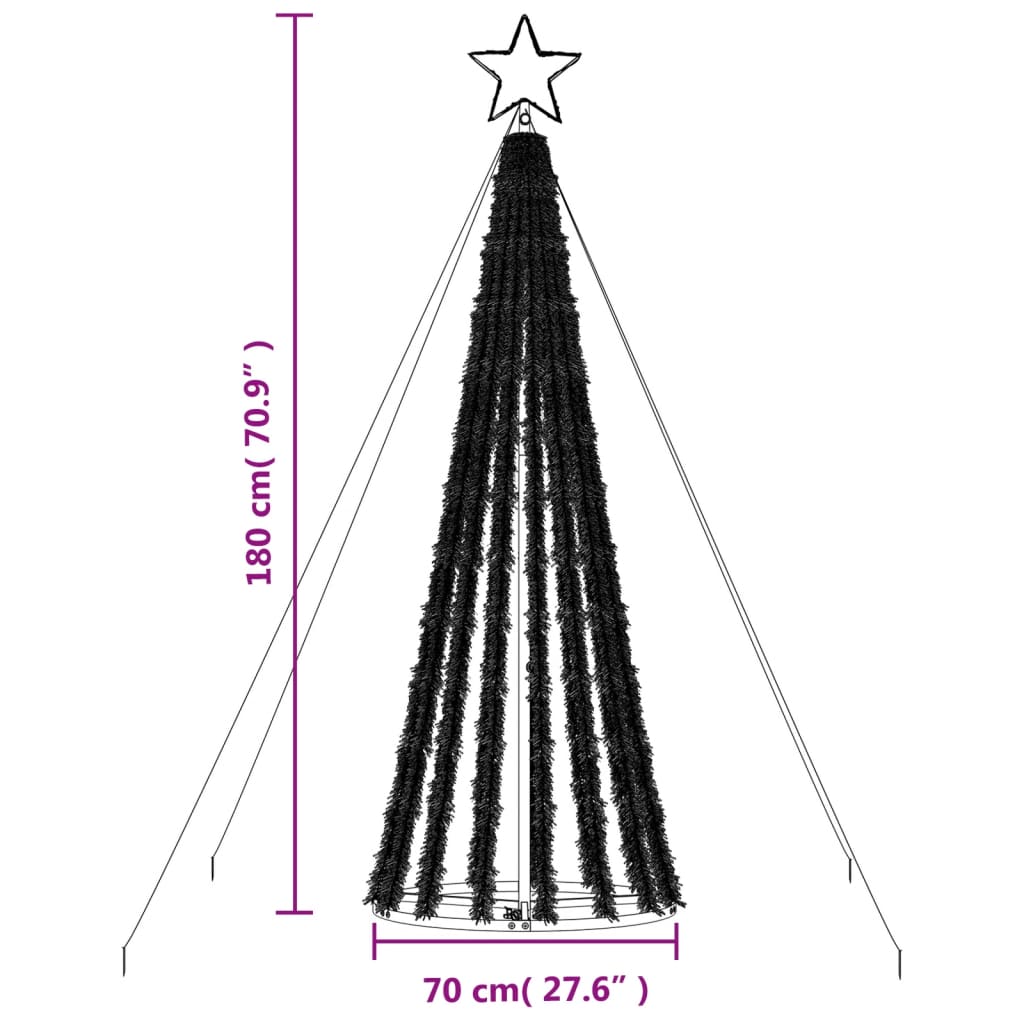 vidaXL Weihnachtsbaum Kegelform 275 LEDs Mehrfarbig 180 cm