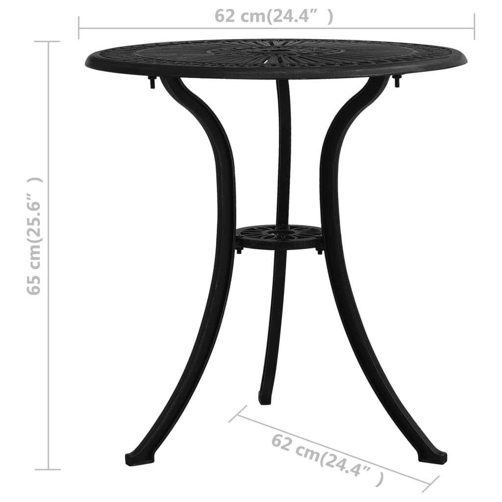 vidaXL 3-tlg. Bistro-Set Aluminiumguss Schwarz