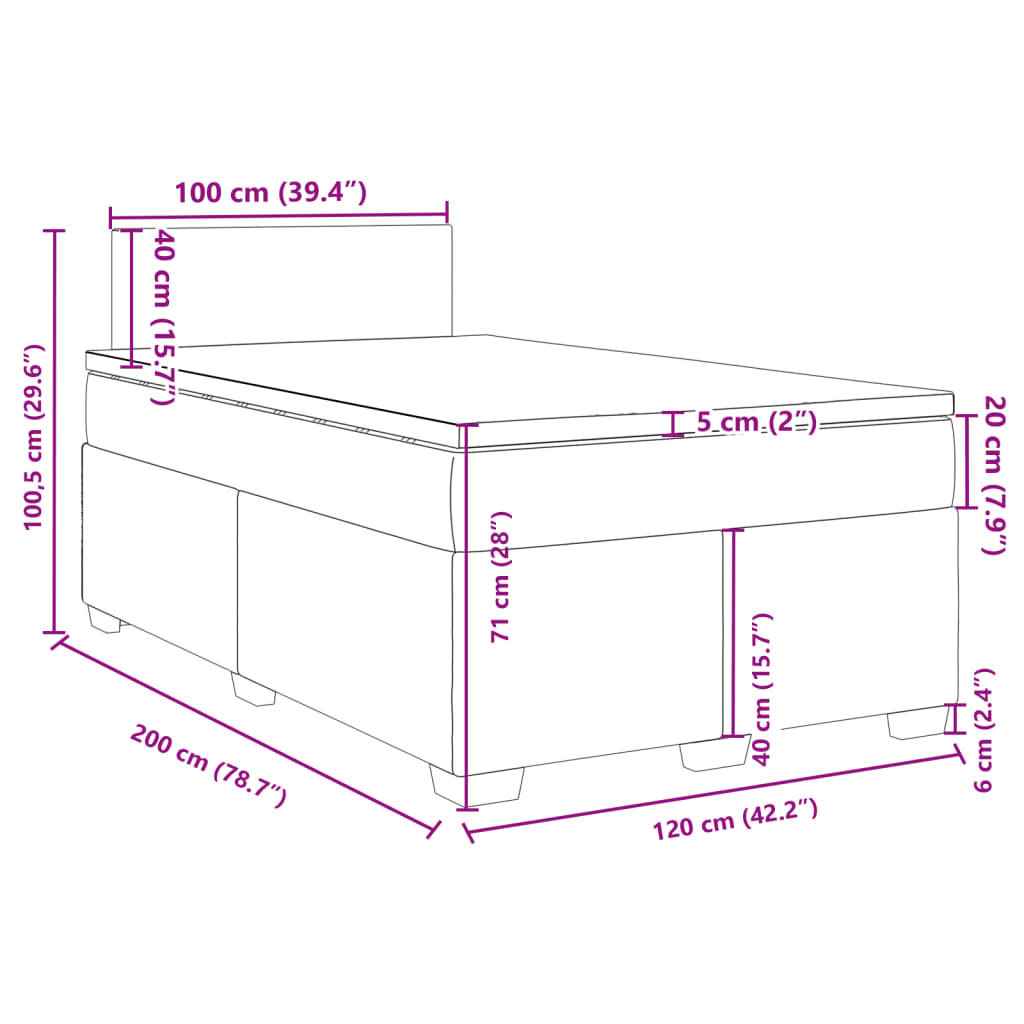 vidaXL Boxspringbett mit Matratze Taupe 120x200 cm Stoff