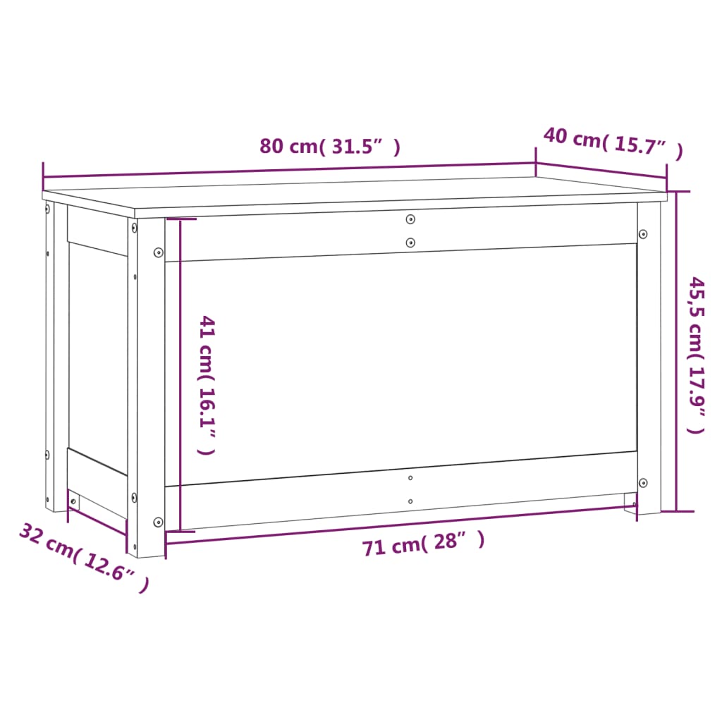 vidaXL Truhe 80x40x45,5 cm Massivholz Kiefer