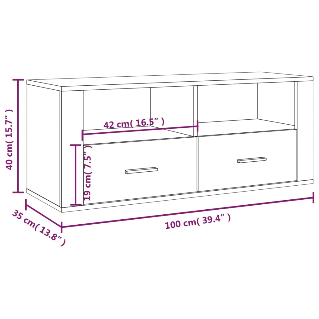 vidaXL TV-Schrank Grau Sonoma 100x35x40 cm Holzwerkstoff