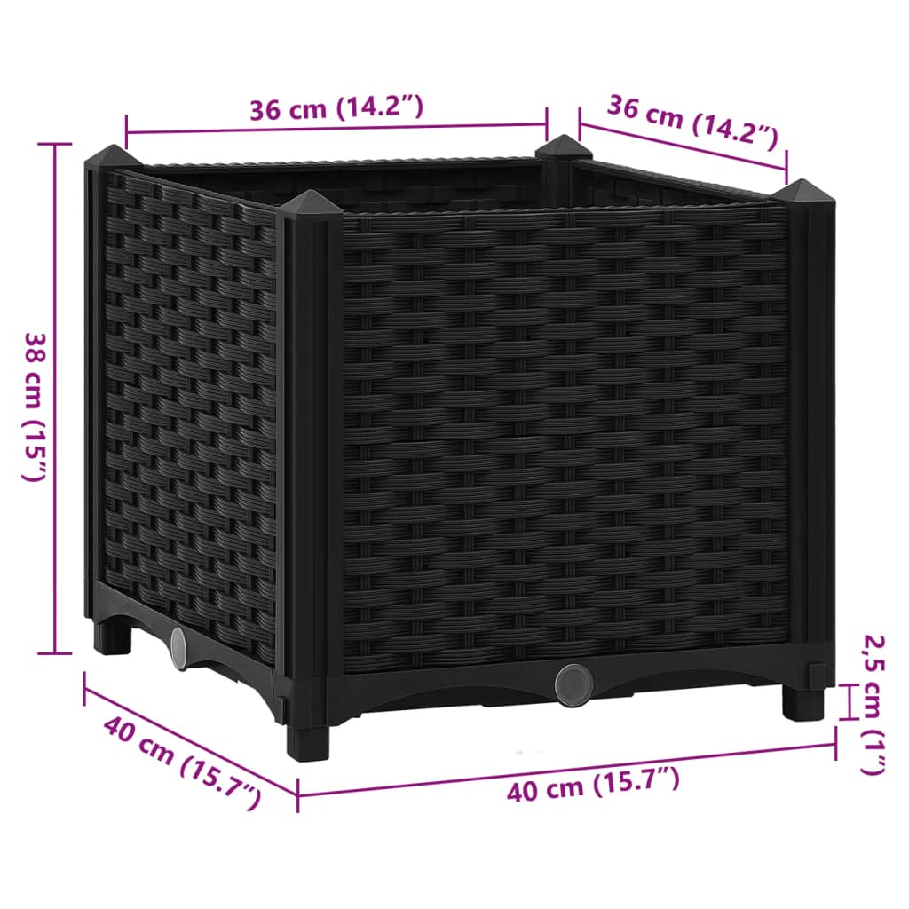 vidaXL Hochbeet 40x40x38 cm Polypropylen