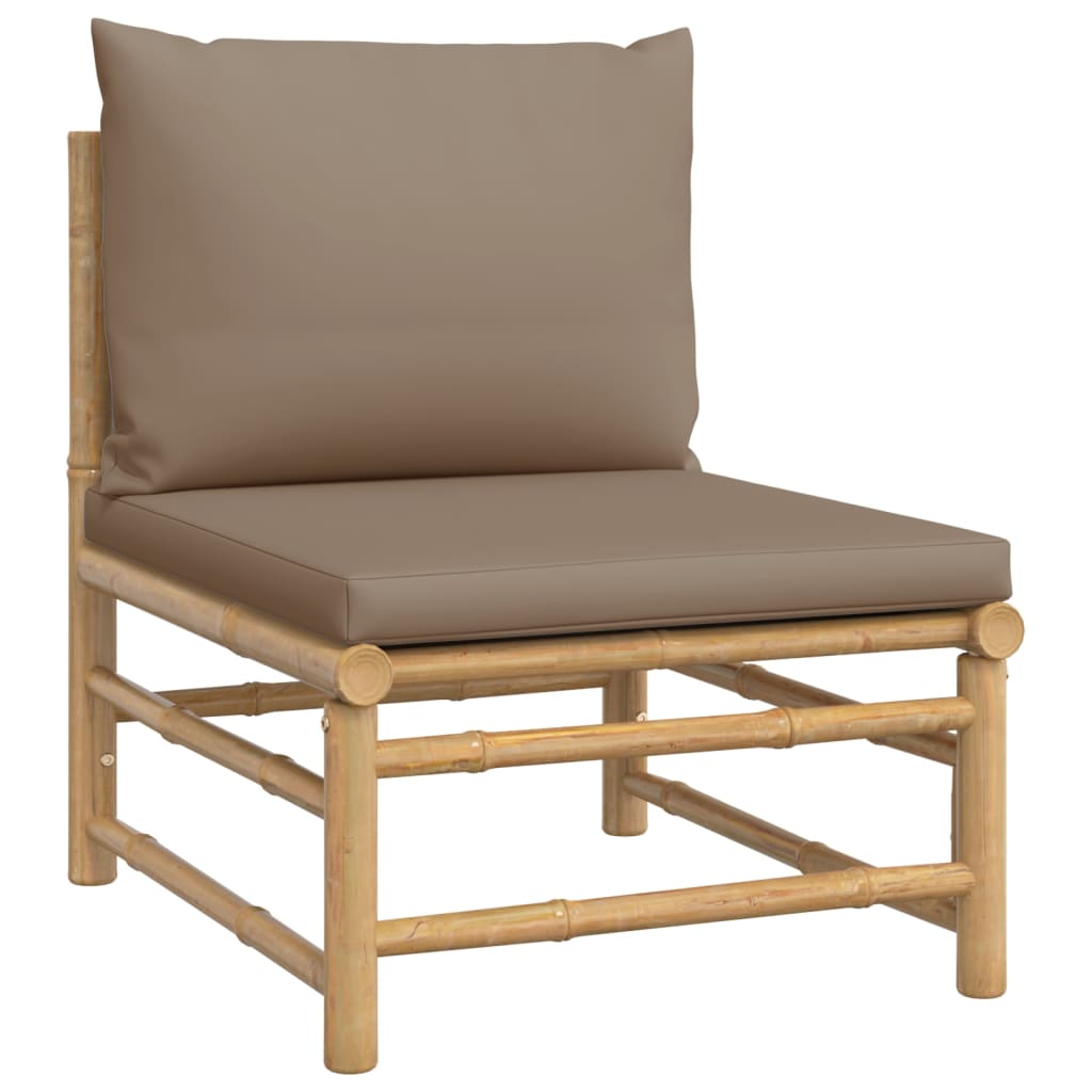 vidaXL 11-tlg. Garten-Lounge-Set mit Kissen Taupe Bambus