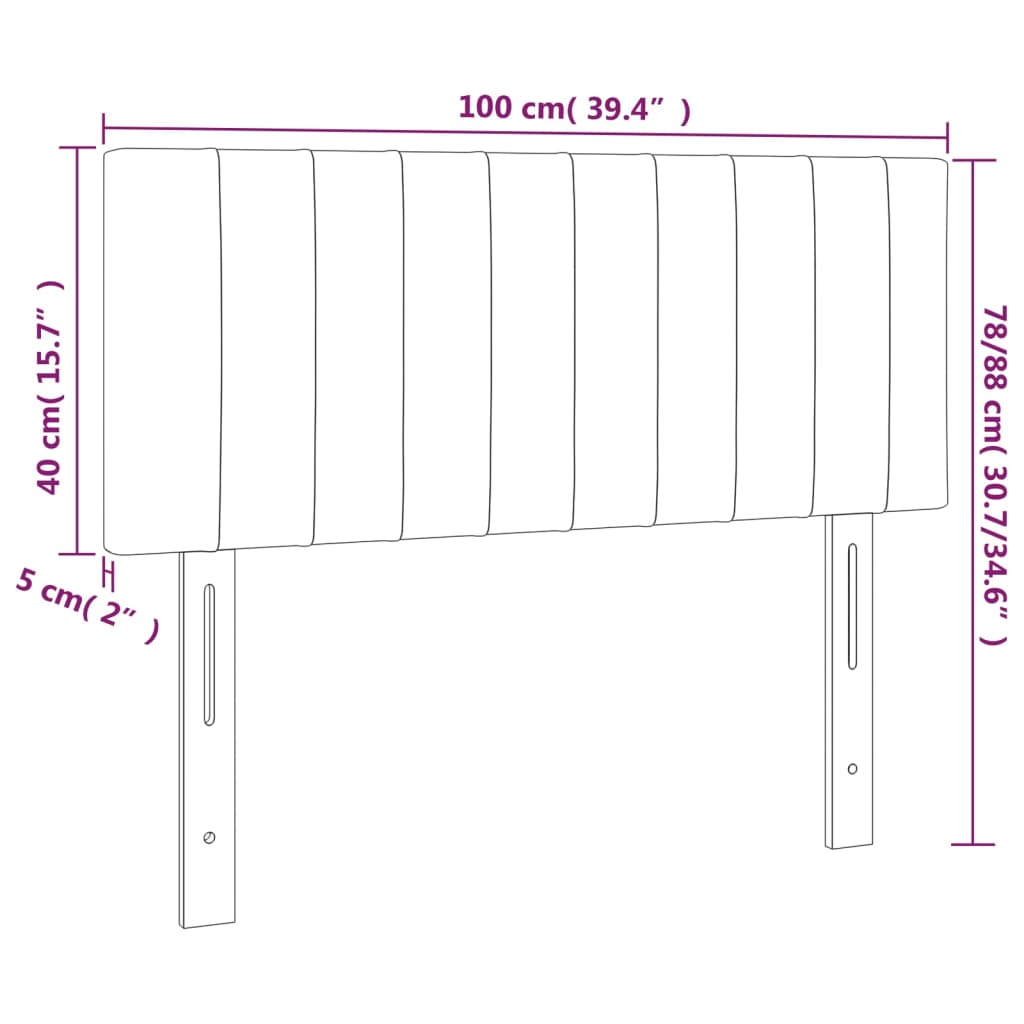 vidaXL LED Kopfteil Hellgrau 100x5x78/88 cm Samt