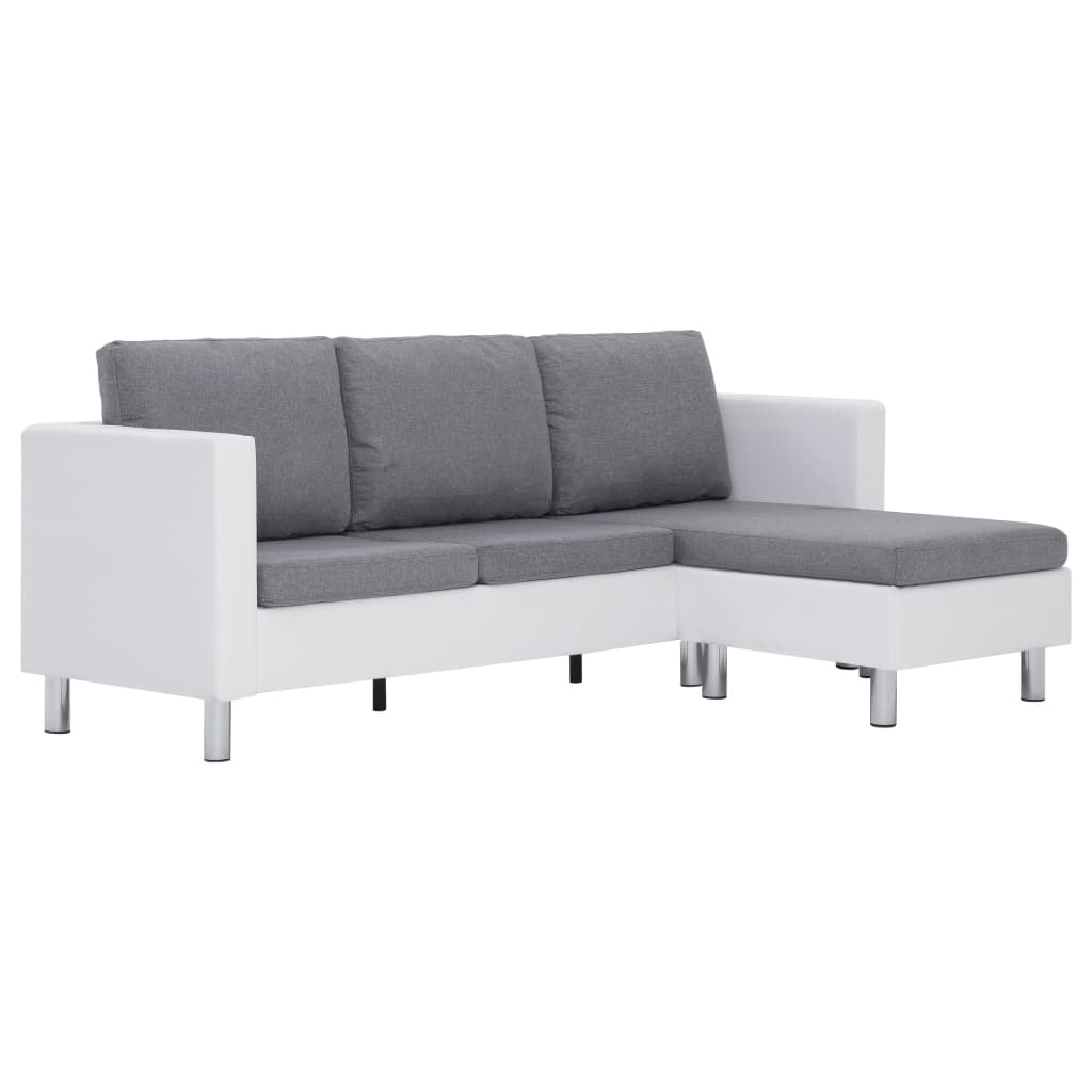 vidaXL 3-Sitzer-Sofa mit Kissen Weiß Kunstleder