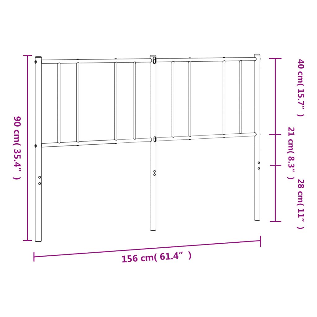 vidaXL Kopfteil Metall Weiß 150 cm