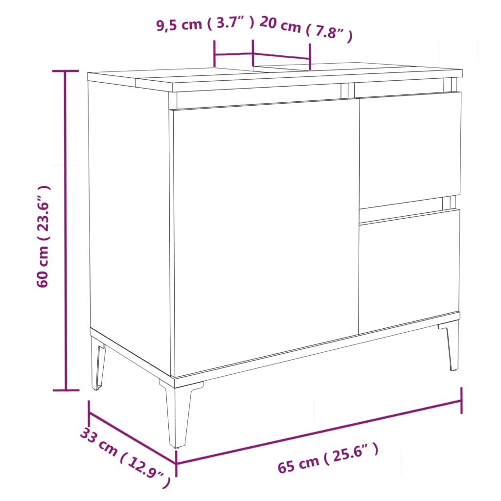 vidaXL 3-tlg. Badmöbel-Set Weiß Holzwerkstoff