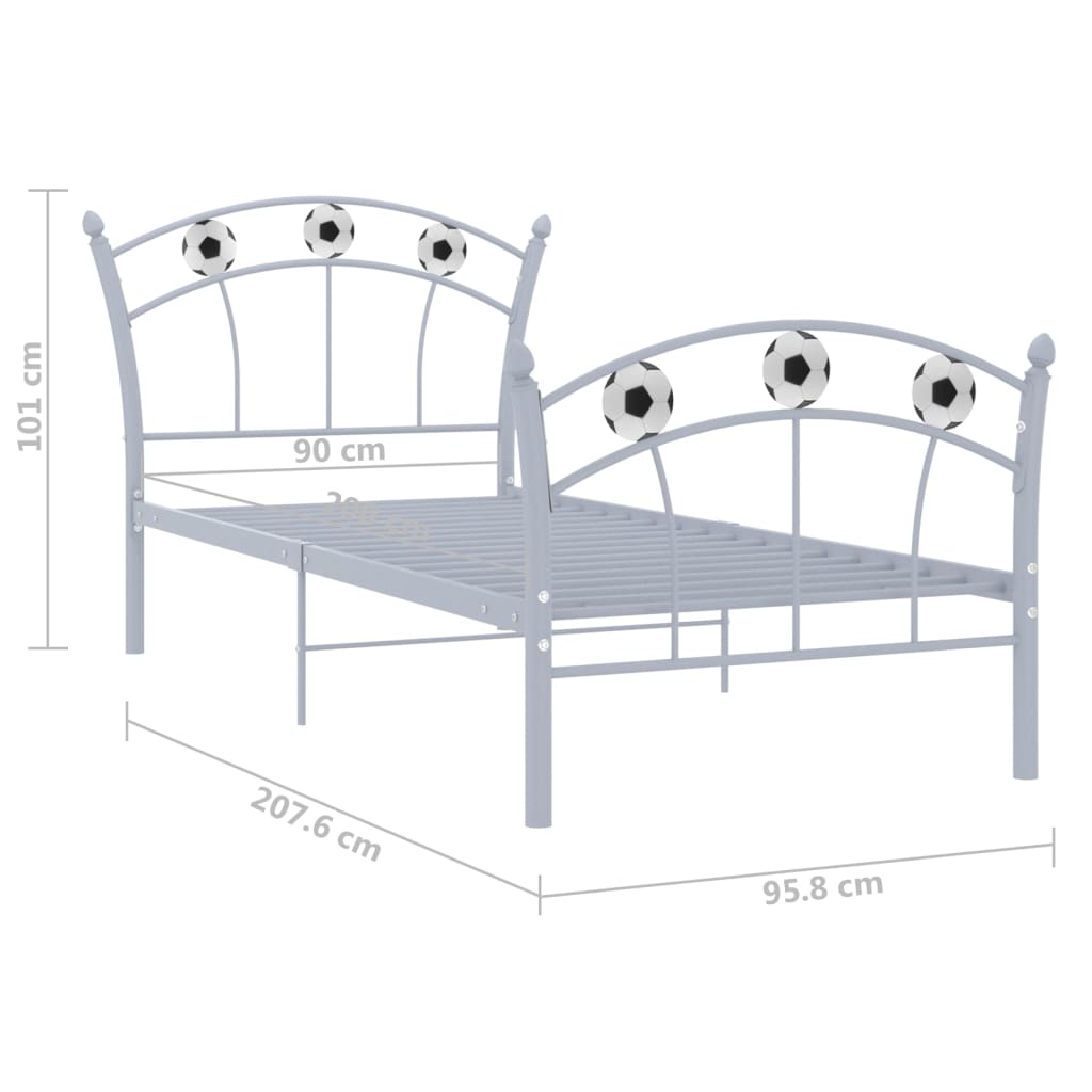 vidaXL Einzelbett mit Fußball-Design Grau Metall 90x200 cm