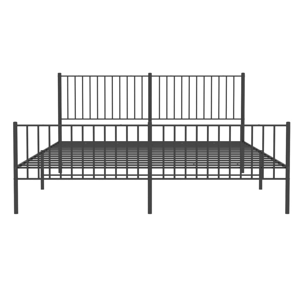 vidaXL Metallbett ohne Matratze mit Fußteil Schwarz 180x200 cm