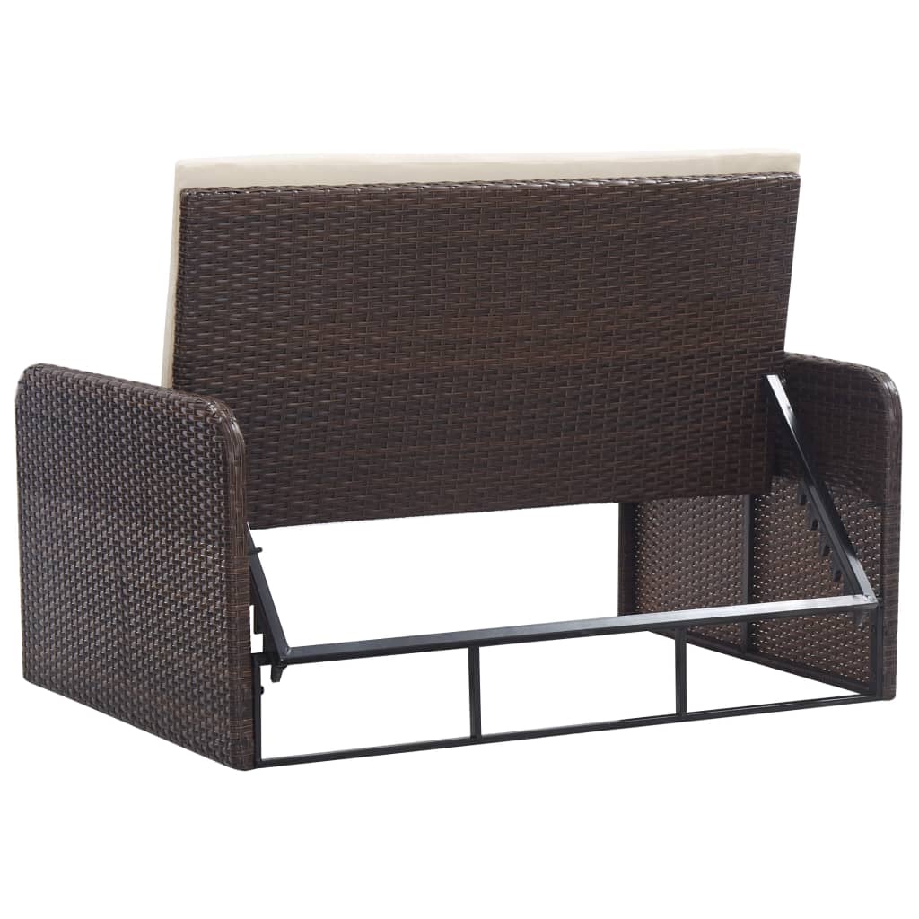 vidaXL 2-tlg. Garten-Lounge-Set mit Auflagen Poly Rattan Braun