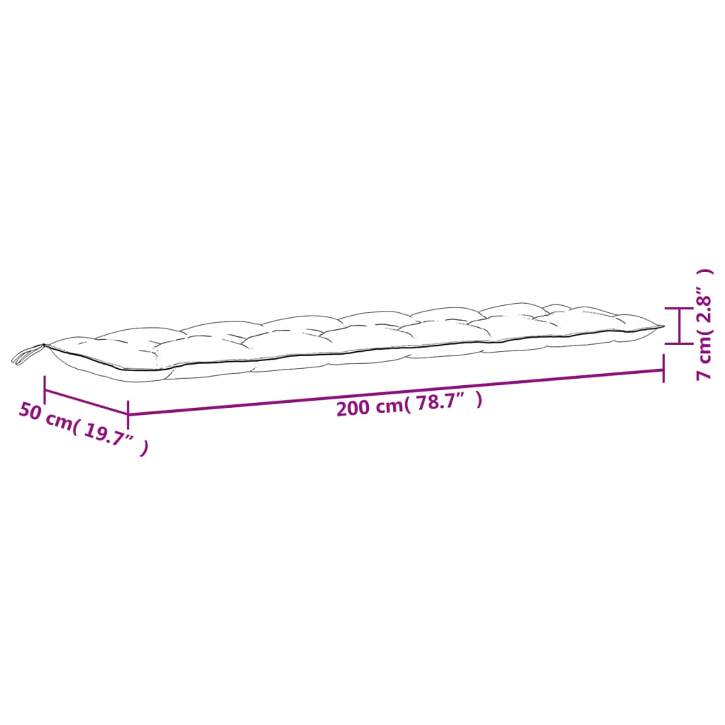 vidaXL Gartenbank-Auflagen 2 Stk. Blattmuster 200x50x7 cm Stoff