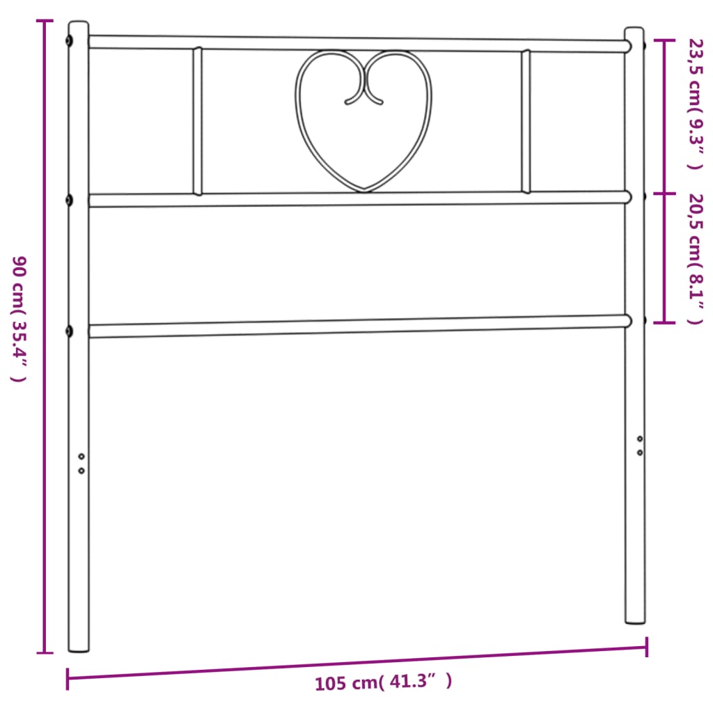 vidaXL Kopfteil Metall Schwarz 100 cm