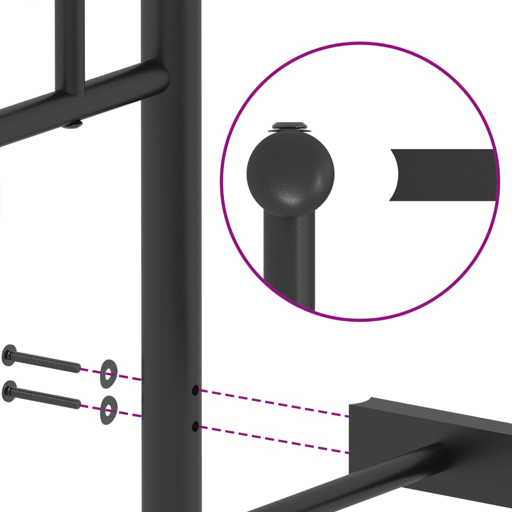 vidaXL Bettgestell mit Kopf- und Fußteil Metall Schwarz 100x200 cm