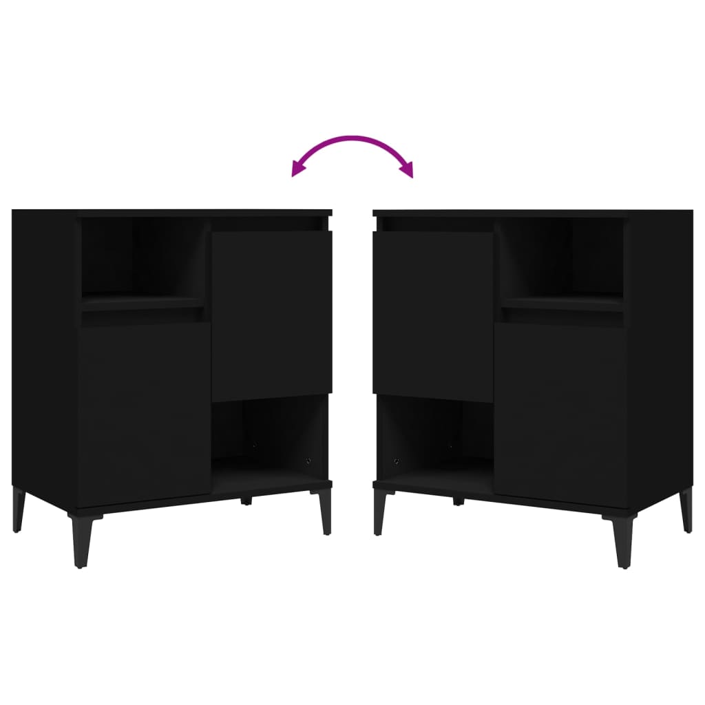 vidaXL Sideboards 2 Stk. Schwarz 60x35x70 cm Holzwerkstoff