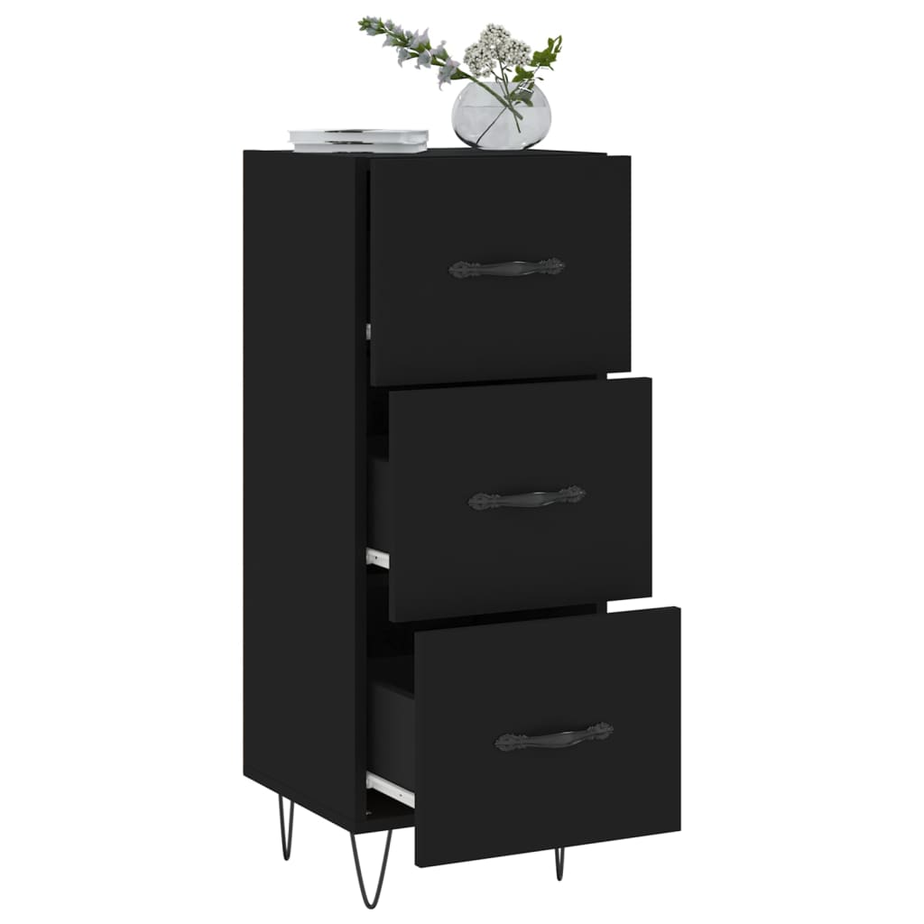 vidaXL Sideboard Schwarz 34,5x34x90 cm Holzwerkstoff