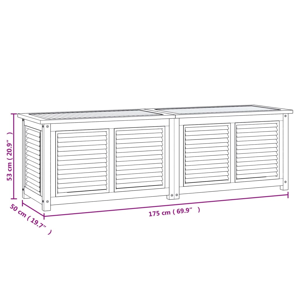 vidaXL Gartenbox mit Beutel 175x50x53 cm Massivholz Teak