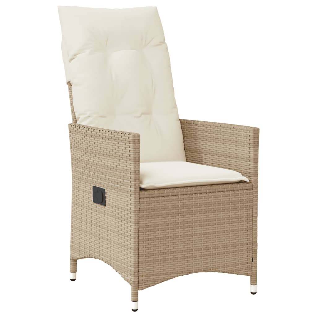 vidaXL 3-tlg. Bistro-Set mit Kissen Beige Poly Rattan