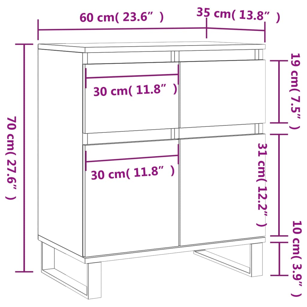 vidaXL Sideboard Braun Eichen-Optik 60x35x70 cm Holzwerkstoff