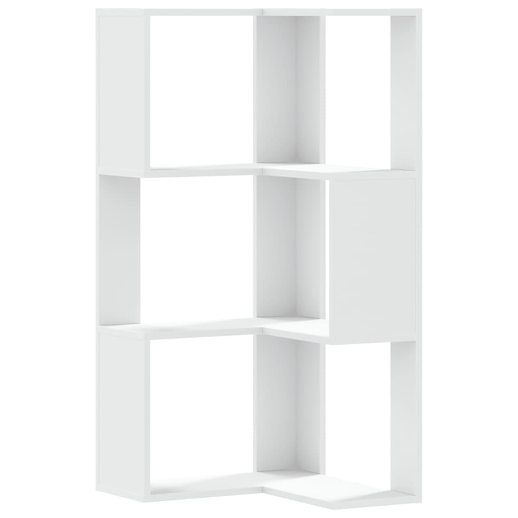 vidaXL Eck-Bücherregal 3 Böden Weiß 50x50x102 cm Holzwerkstoff